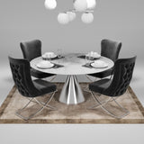 PrimeNest Noblesse Collection Upholstered Silver Legged Dining Chair, Set of 2, Grey B030P286149