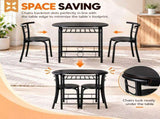 (85x60x76cm) Black Wood Grain PVC Black Painted Breakfast Table and Chair Set 79581060