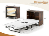 Rustic Brown Mobile Murphy Bed Cabinet 86.5" x 34" x 41.5" with Lockable Wheels, Space Saving 45092662