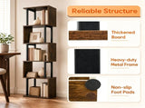 5-Tier S-Shaped Bookshelf, Modern Geometric Freestanding Display Shelf with Heavy-Duty Metal Frame, 34235472