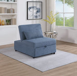 Contemporary Blue Gray Sleeper Sofa Chair Pillow Plush Tufted Seat 1pc Convertible Sofa Chair Sherpa B011P163903