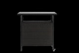 Outdoor Wicker Bar Cart, Patio Wine Serving Cart w/Wheels , Rolling Rattan Beverage Bar Counter W640P253280