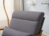 High Back Solid Wood Armrest Backrest Iron Frame Linen Indoor Leisure Chair Dark 04487622