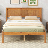 ZNTS Platform Bed Frame with Headboard, Wood Slat Support, No Box Spring Needed, Full, Oak WF212812AAN