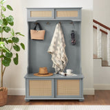 Clothes hanger Hall Tree Storage Bench Shoe Rack for Entryway, Hall Tree with Bench and Shoe W2275P210041