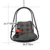 Swing Egg Chair with Stand Indoor Outdoor Wicker Rattan Patio Basket Hanging Chair with C Type W2707P296438