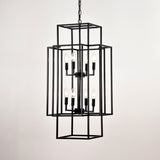 8-Light Metal Lantern Tiered Pendant Hanging Light Fixtures, Industrial Farmhouse Adjustable Height W1592P247044
