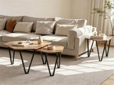 Set of 3 Nesting Coffee Tables Rustic Brown Industrial Accent Side Tables, Space Saving Stackable 25032611