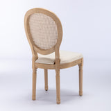A&A Furniture,French Style Solid Wood Frame Antique Painting Linen Fabric Rattan Back Dining W1143141068