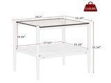 Set of 2 End Tables, Nightstand with Tempered Glass Tabletop, Compact Side Table with 42906035