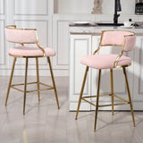 (SET of 2) 26'' Counter height bar stools Corduroy kitchen island counter bar stool with back,golden W2215P290561