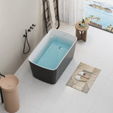49'' Acrylic Freestanding Soaking Bathtub, Square-shape Japanese Soaking Hot Tub with Chrome W1573P210469