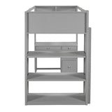 Twin Size Loft Bed with Ladder, Shelves, and Desk, Gray 83068138