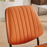 A&A Furniture, Dining Chairs Set of 2 Mid Century Modern Retro Faux Leather Chair with Walnut W1143P191788