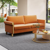 76.34in Wide Modern Orange Velvet Sofa Stylish Living Room Furniture with Gold Metal Legs and Deep W576P146247