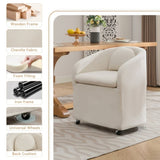 059-Set of 1 Chenille Fabric Dining Armchair With Back Cushion and Universal Wheels,Beige W527P242555