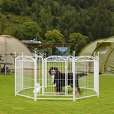 ZNTS Dog Playpen Indoor 32 inch 8 Panels Metal Dog Pen Pet Dog Fence Outdoor Exercise Pen with Doors, W368P234001