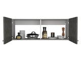 Wall cabinet 19"H, two Doors, two internal Shelves, White/smoked oak B097133160