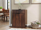 10-Gallon Woodgrain Tilt-Out Trash Can Cabinet Wooden Garbage Recycling Cabinet with Wave-Textured 46943397