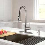 Stainless Steel Pull Down Kitchen Faucet with Soap Dispenser Brushed Nickel W122569700