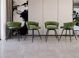 26" Bar Chair Suede Woven Bar Stool Set of 4,Black legs Barstools No Adjustable Kitchen Island 54496237