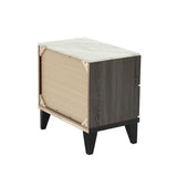 Two-tone Finish Wooden Nightstand with 2 Drawers, Foil Grey B016P251325