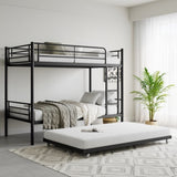 ZNTS Twin Bunk Bed with Trundle Metal Bunkbeds with Ladder and Full-Length Guardrail, Noise Free, No Box W840P196829