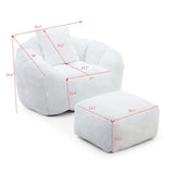 Giant Bean Bag Chair withFootstool, Oversized Bean Bag for Adults and Kids, Faux Fur Shell-Shaped 57728667
