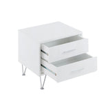2 Drawers Nightstand with Metal Legs, White B016P253805