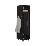 Cluster 63" Tall Wardrove One-Door Cabinet with Mirror, Three Shelves, Casters and Hanging Rod, B200P240237