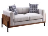 Pelton Fabric & Walnut Finish Loveseat w/ 2 Toss Pillows B2726P253094