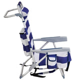 ZNTS 63*65*82cm Short Oxford Cloth Silver White Aluminum Tube Bearing 100kg Beach Chair Blue Stripes 50527506