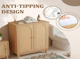 Natural wood color, particleboard with melamine veneer and rattan finish, 60*30*80cm, double doors, 80617301