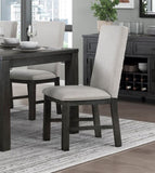 ZNTS Dining Chairs Set of 2 Gray Upholstered Seat Stylish Back Antique Black Finish Wooden Frame Dining B011P170585