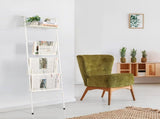 5-Tier 57.7 in. Farmhouse Wall Mounted Ladder Quilt Rack with Shelf, White 81175418