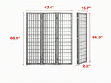 Wood 3 Panel Japanese Room Divider, Folding Privacy Screen, Portable Partition Divider for Home, 31444349