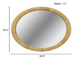 36" Dia Natural Rattan Round Wall Mirror B035P437550