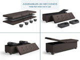 Ottoman with Storage Bench, 43-inch Storage Ottoman, Leather, Brown 55399533