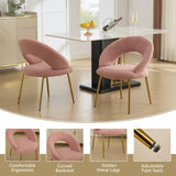 061-Set of 1 Teddy Fabric Chairs With Curved Backrest and Golden Metal Legs for Kitchen or W527P255486