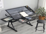 black adjustable tempered glass drafting printing table with chair 43921214