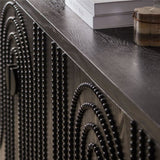 Modern Black Sideboard Cabinet with Decorative Nailhead Accents, Stylish Storage Solution for Dining 93430200