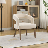 25.79" Wide Modern Barrel Open Back Upholstered Accent Chair with Weathered Solid Wood Legs Dining W3118P254208