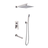 Shower System 10 Inch Square Bathroom Luxury Rain Mixer Shower Combo Set TH6203NS