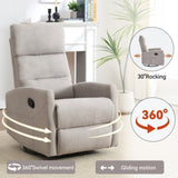 ZNTS Manual Recliner Chair with Rocker and Swivel in Fabric for Living Room, Khaki W1803P252281