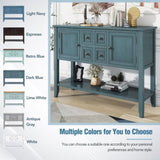 Series Ample Storage Vintage Console Table with Four Small Drawers and Bottom Shelf for Living 11248622