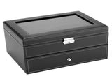 Watch Box 20 Mens Case Glass Top Display Organizer Lockable Black 38015822