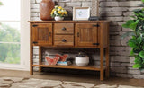 ZNTS 48'' Solid Wood Sideboard Console Table with 2 Drawers and Cabinets and Bottom Shelf, Retro Style W120270247