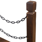 5 FT Wooden Garden Bridge, Stained Wood Arc Footbridge with Chain Railings for Backyard Creek Farm, W465P221155