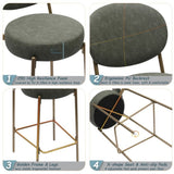 29'' H Seat Height Upholstered Bar Stools Set of 2 Faux Leather Counter Dining Stool with Golden W1757P227879