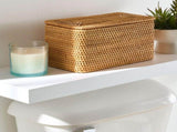 Brown Rattan Organizer Basket with Lid 71232837